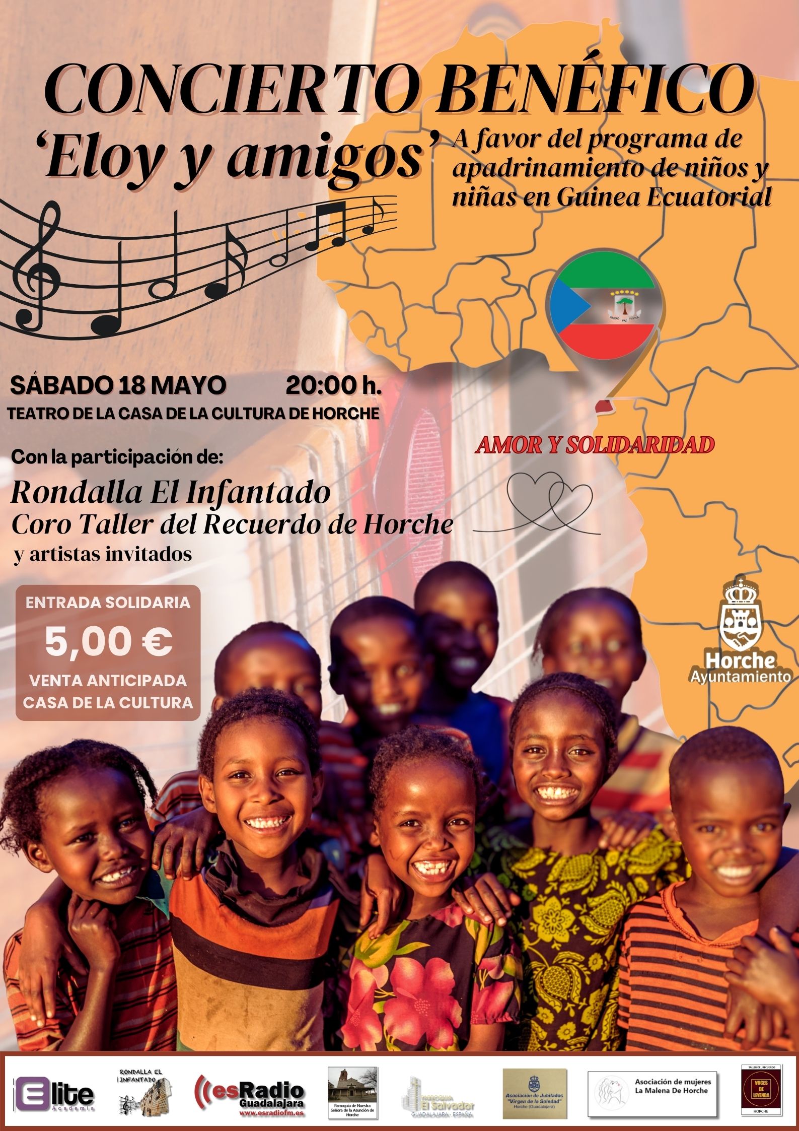 Horche acoge este sábado el concierto benéfico ‘Eloy y amigos’ en favor del apadrinamiento de niños y niñas en Guinea Ecuatorial